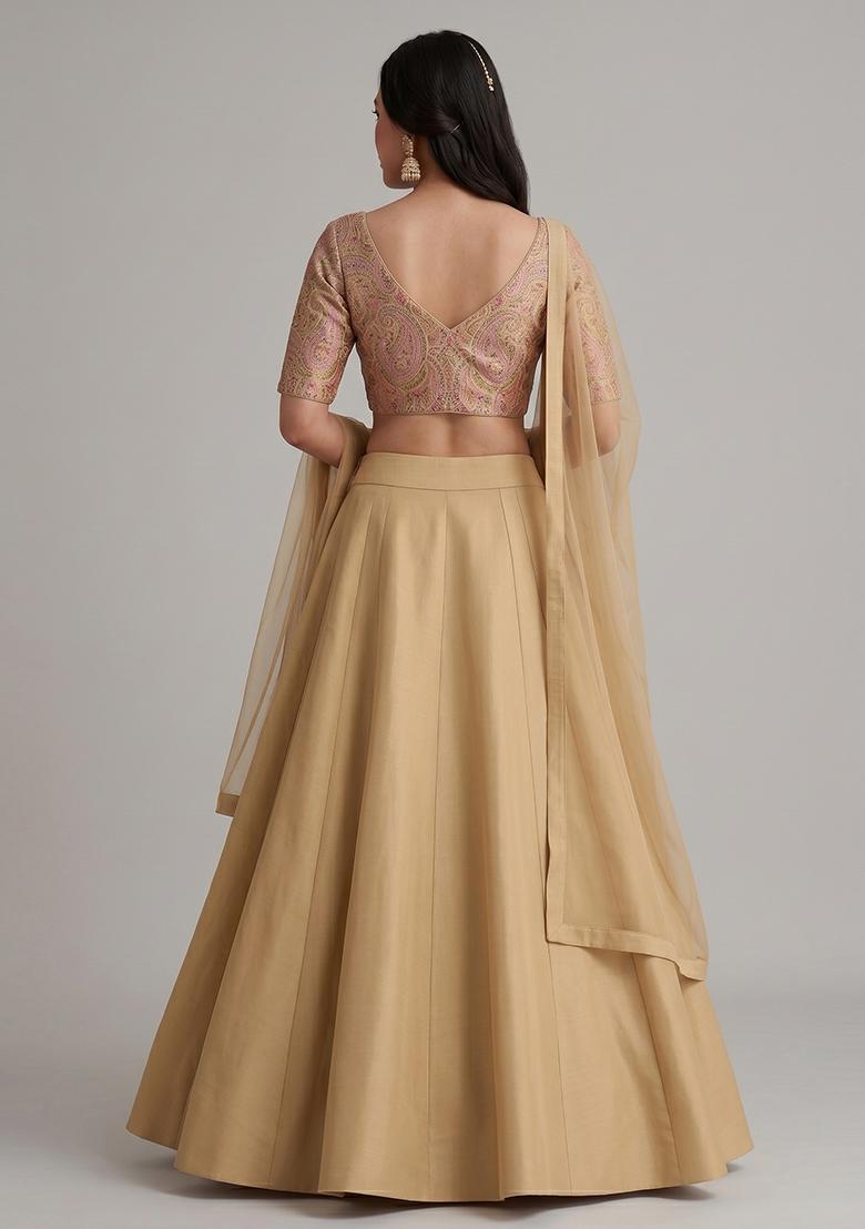 Gold Printed Lehenga Set - Indya