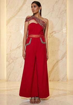 Crimson Red Handwork Fusion Set