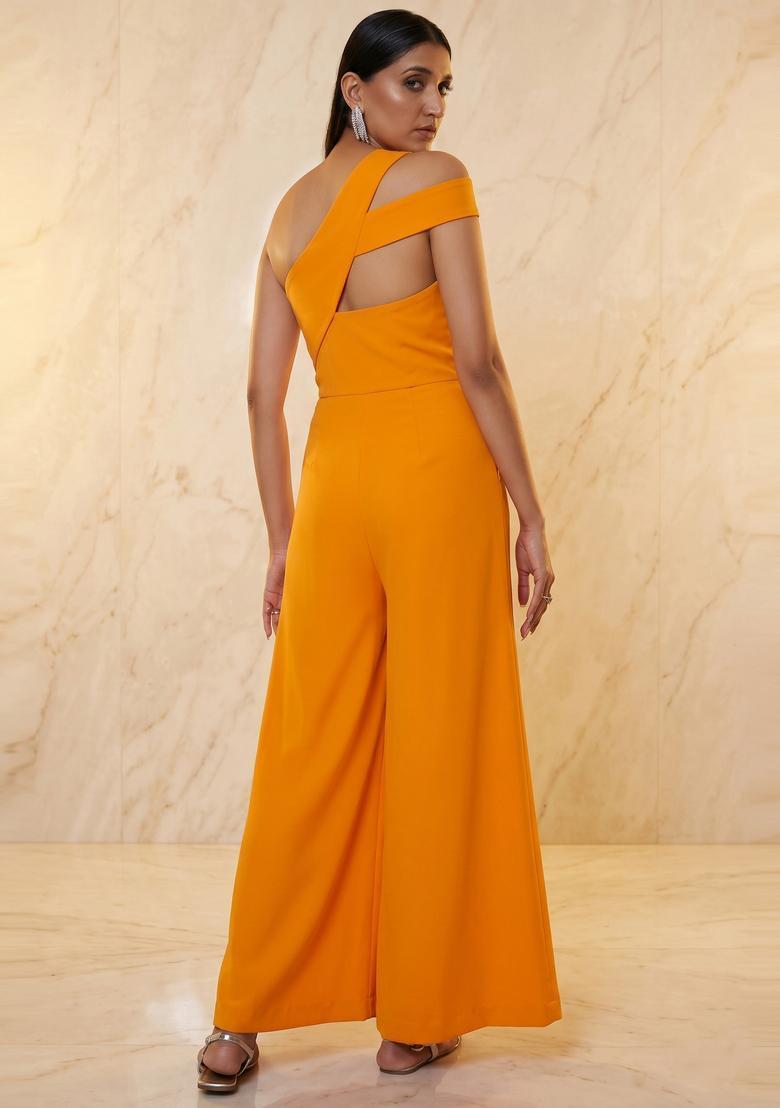 Mustard Yellow Handwork Fusion Set - Indya