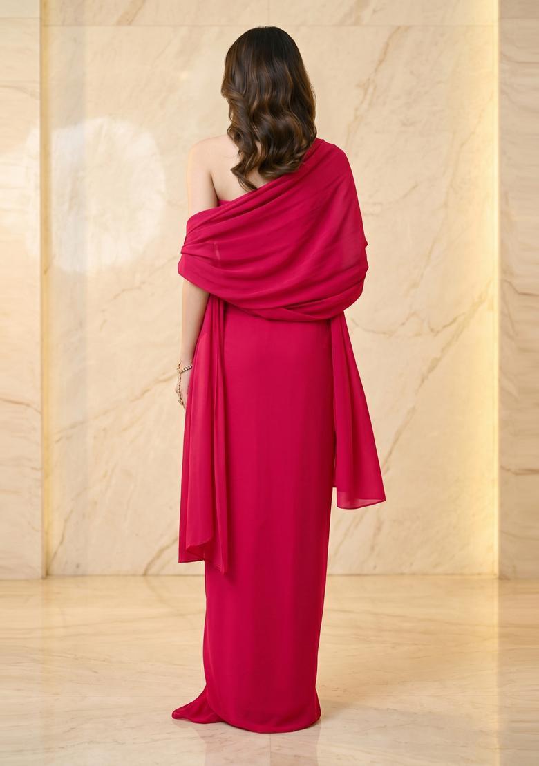 Pink Handwork Fusion Set - Indya