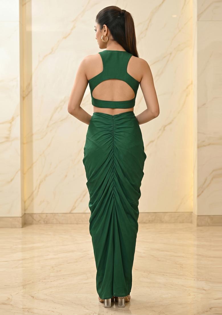 Emerald Green Handwork Fusion Set - Indya