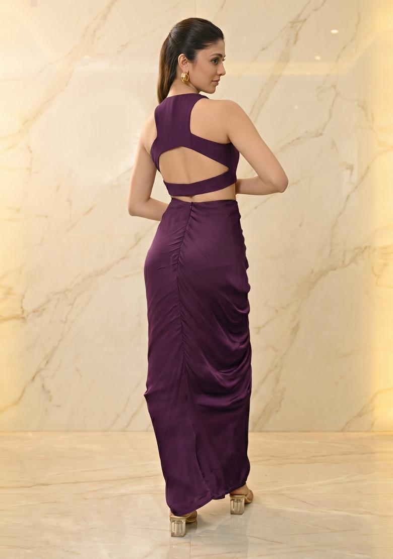 Deep Purple Handwork Fusion Set - Indya