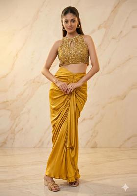 Mustard Yellow Handwork Fusion Set