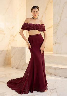 Maroon Handwork Fusion Set