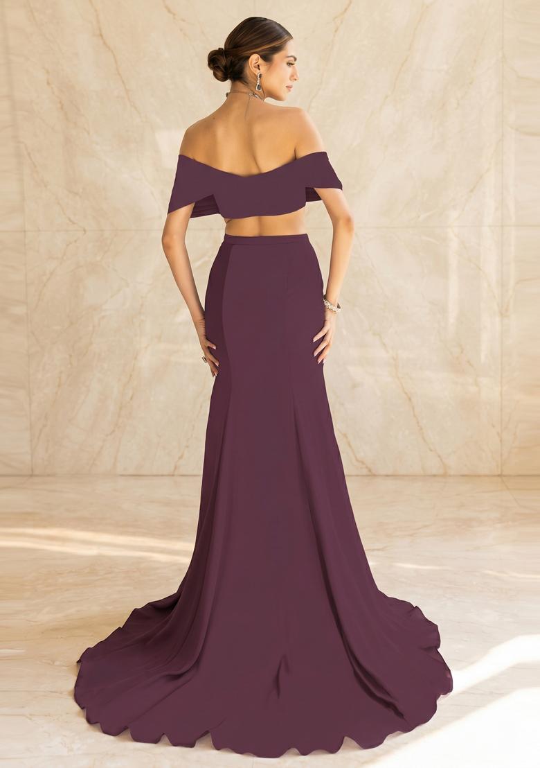 Mauve Handwork Fusion Set - Indya
