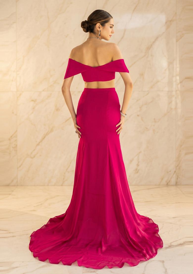Magenta Handwork Fusion Set - Indya