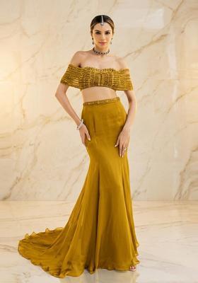 Mustard Yellow Handwork Fusion Set