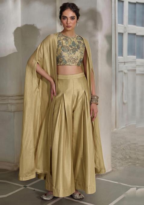 Antique Gold Embroidered Tissue Fusion Set