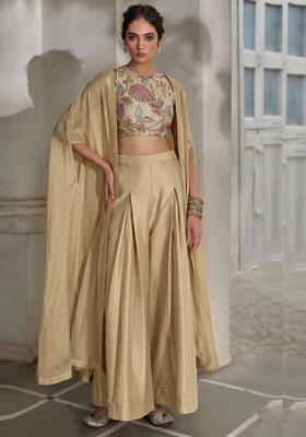 Beige Gold Embroidered Tissue Fusion Set