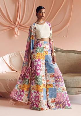 Pink Printed Georgette Fusion Set