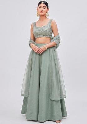 Sage Green Sequin Lehenga Set