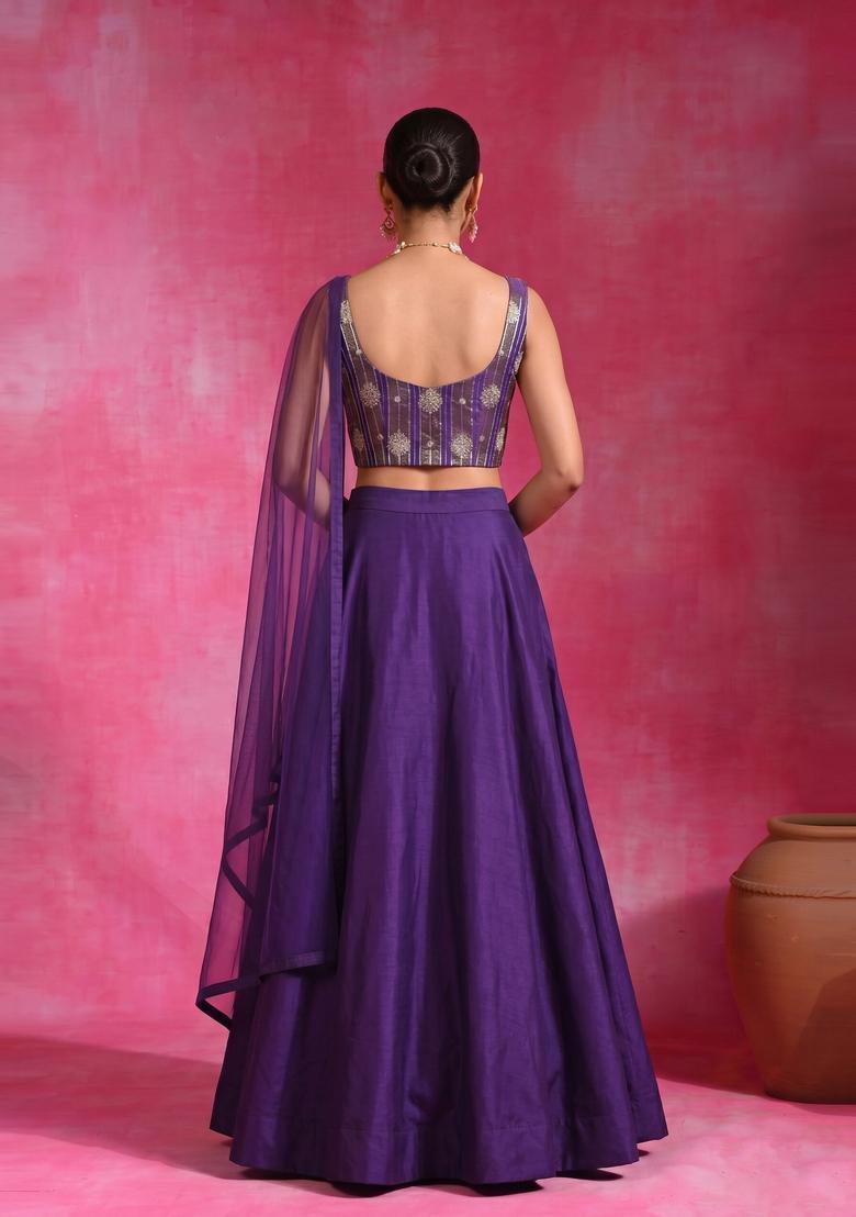 Deep Purple Tissue Lehenga Set - Indya