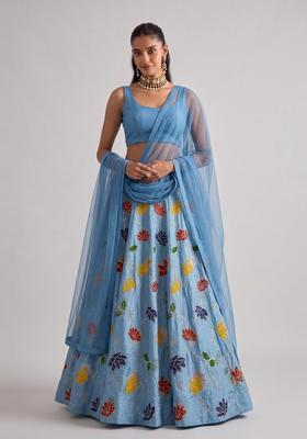 Powder Blue Embroidered Lehenga Set