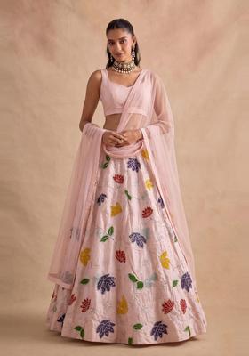 Pastel Pink Embroidered Lehenga Set
