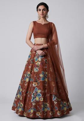 Copper Brown Embroidered Lehenga Set