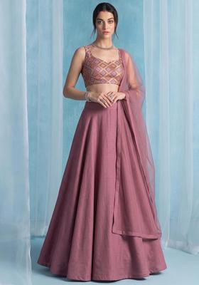 Dusty Mauve Georgette Lehenga Set