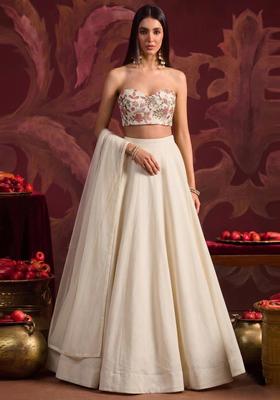 Off-White Sequin Crepe Lehenga Set
