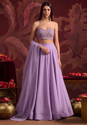 Lavender Sequin Crepe Lehenga Set