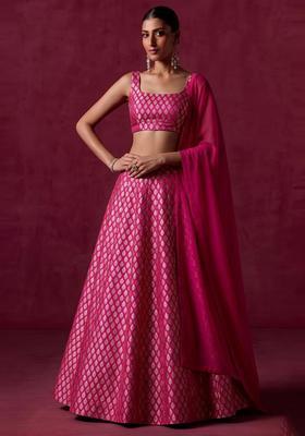 Pink Brocade Lehenga Set