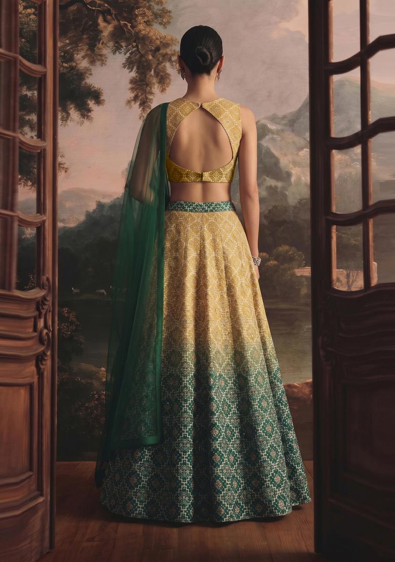 Multicolor Printed Silk Blend Lehenga Set - Indya