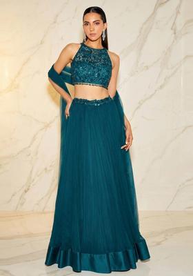 Teal Blue Handwork Lehenga Set