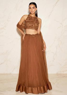 Brown Handwork Lehenga Set