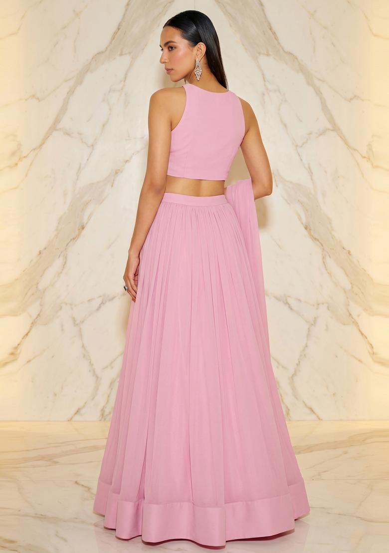Pastel Pink Handwork Lehenga Set - Indya