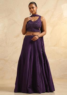 Deep Purple Handwork Lehenga Set