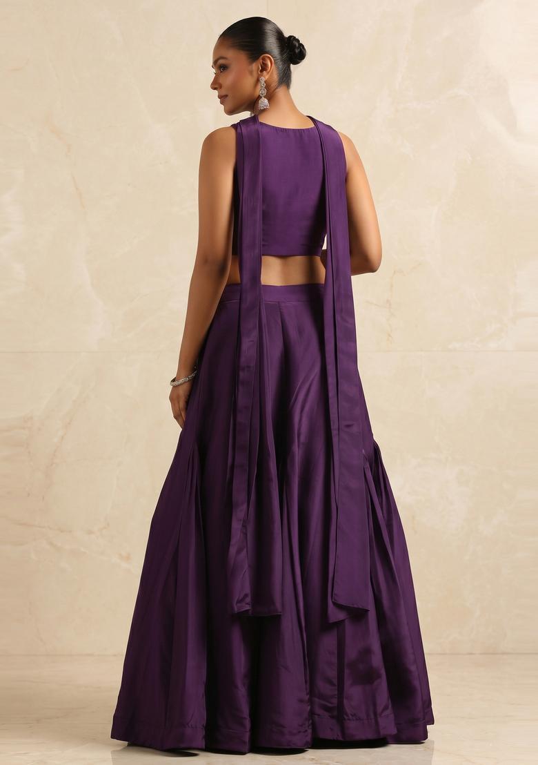 Deep Purple Handwork Lehenga Set - Indya