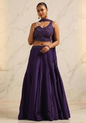 Deep Purple Handwork Lehenga Set