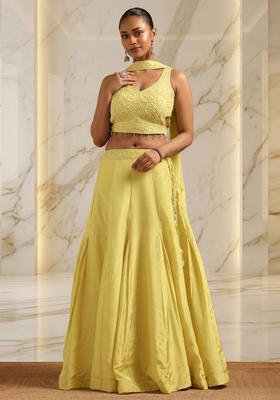 Pastel Yellow Handwork Lehenga Set