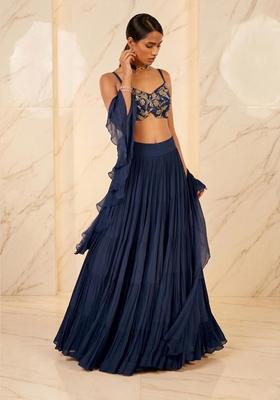 Navy Blue Handwork Lehenga Set