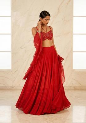 Red Handwork Lehenga Set
