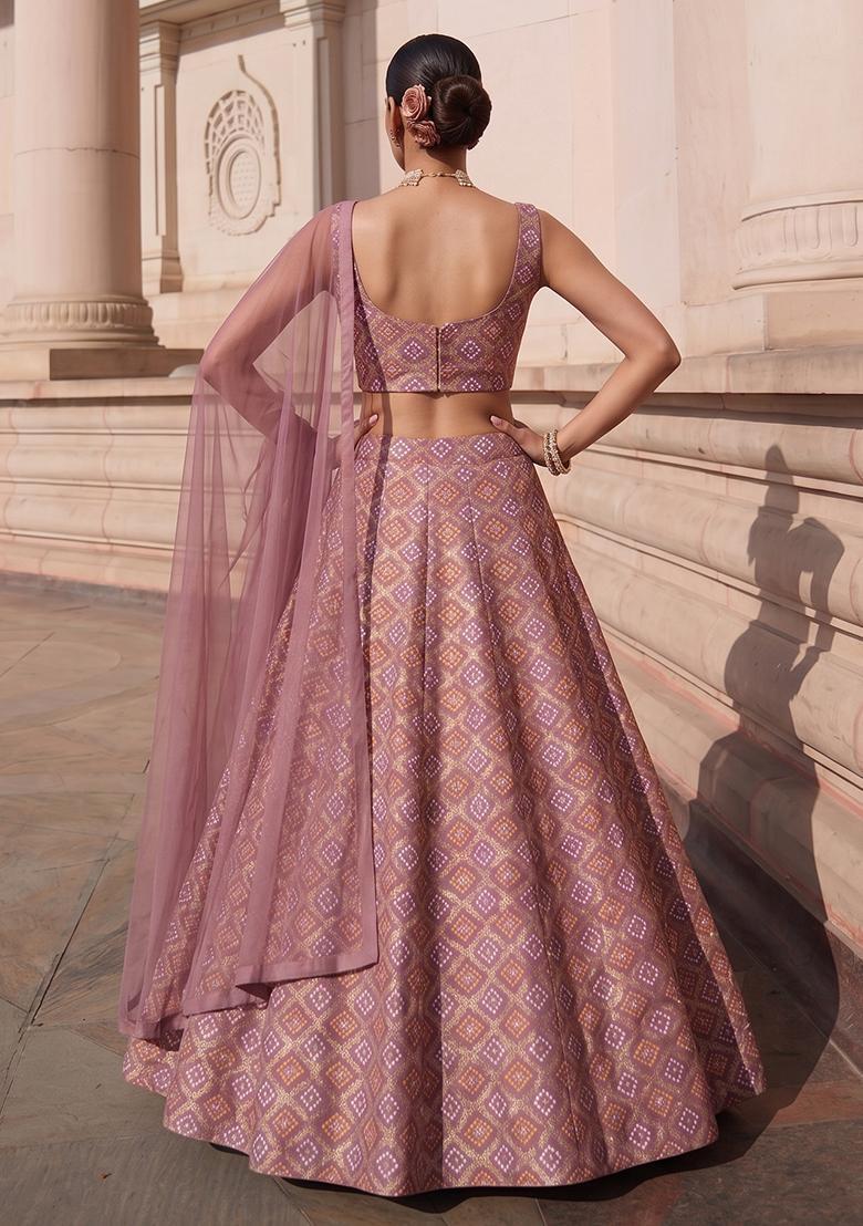 Pink Georgette Lehenga Set - Indya