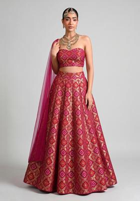 Magenta Georgette Lehenga Set