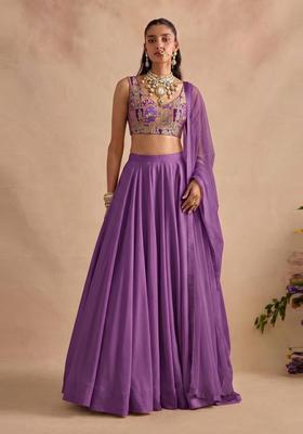 Purple Silk Blend Lehenga Set