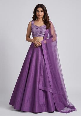 Purple Zari Brocade Lehenga Set