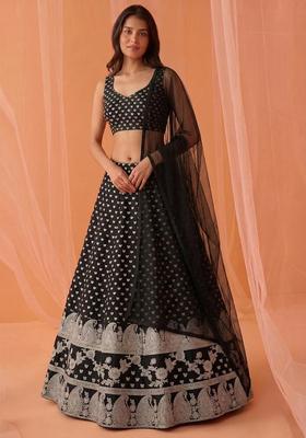 Black Embroidered Lehenga Set