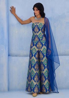 Royal Blue Printed Fusion Set