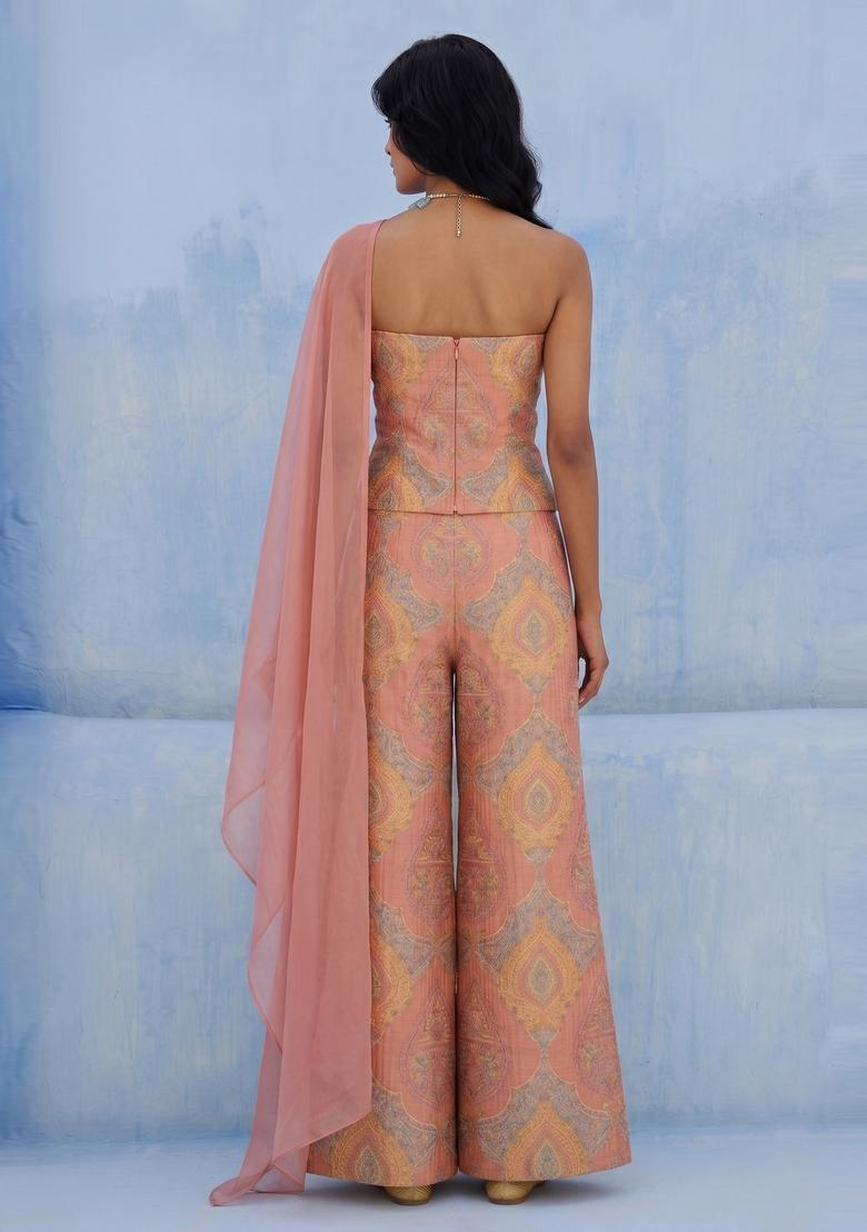 Dusty Peach Printed Fusion Set - Indya