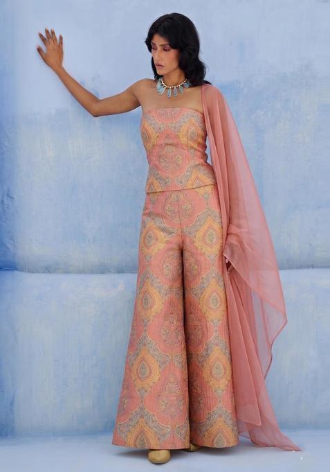 Dusty Peach Printed Fusion Set