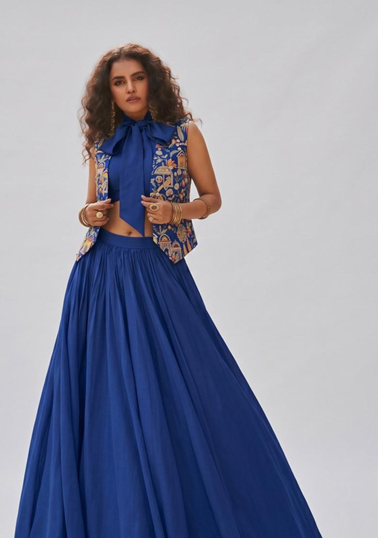 Royal Blue Tissue Fusion Set - Indya
