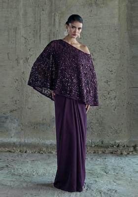 Deep Purple Sequin Net Fusion Set