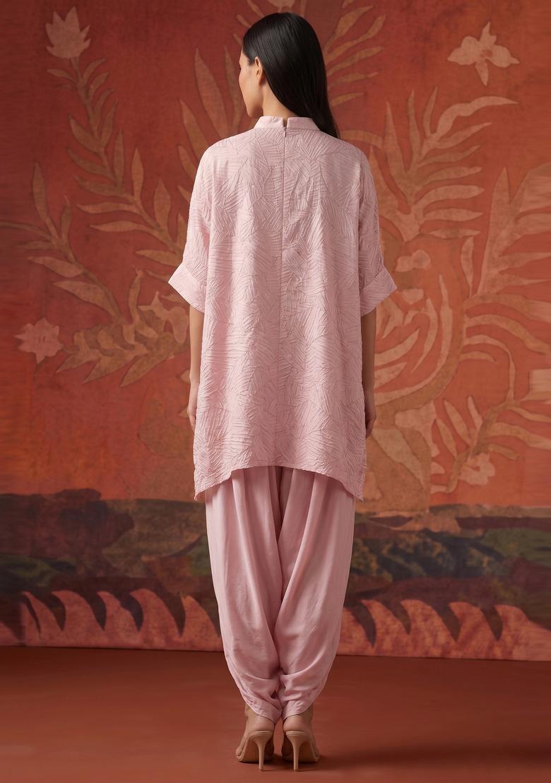 Pastel Pink Handwork Kurta Set - Indya