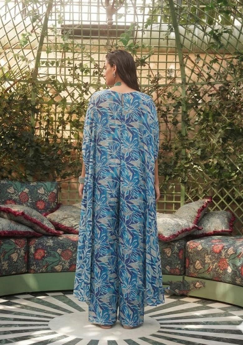 Royal Blue Handwork Fusion Set - Indya
