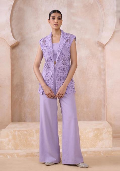 Lavender Embroidered Hakoba Fusion Set