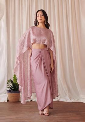 Mauve Crinkled Satin Fusion Set