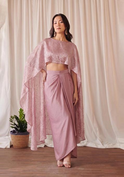 Mauve Crinkled Satin Fusion Set