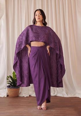 Deep Purple Crinkled Satin Fusion Set