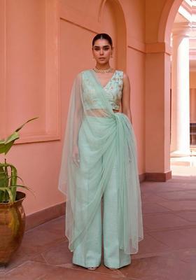 Mint Green Embroidered Tissue Fusion Set